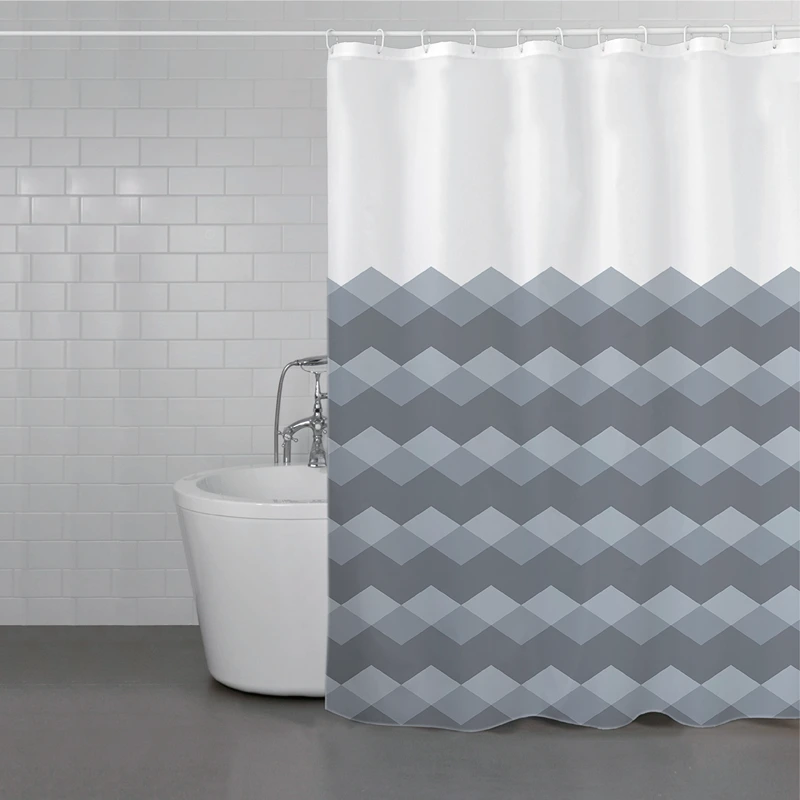 Weva Gradual Rhombus Water Proof Shower Curtain - Grey (Available In Sizes)