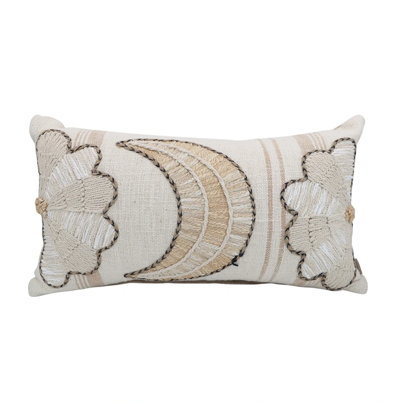 Nova Home Selene Embroidered Cushion Cover – Beige – 30x50 cm