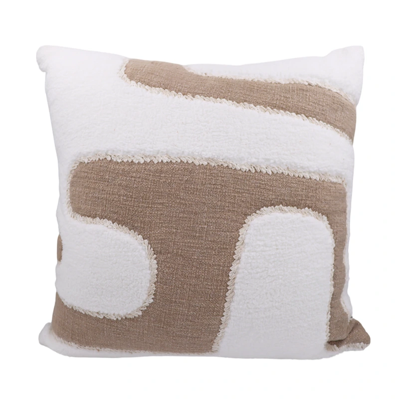 Nova Home Meander Embroidered Cushion Cover – Beige – 50x50 cm