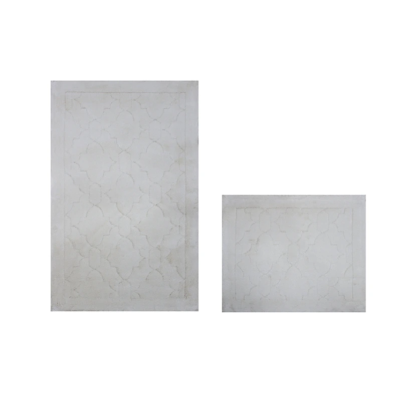Nova Home Albana Cotton Bath Rug Set - 2Pcs - Ecru