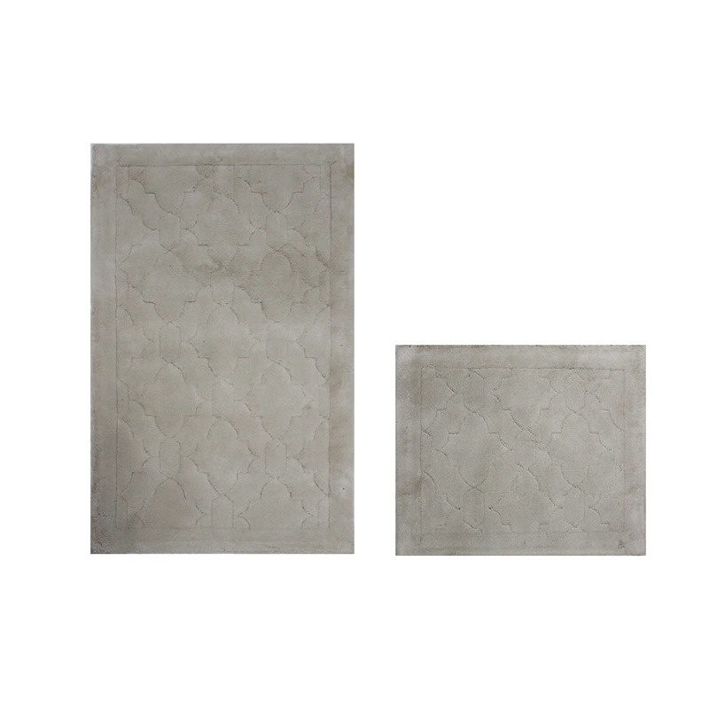 Nova Home Albana Cotton Bath Rug Set - 2Pcs - Beige