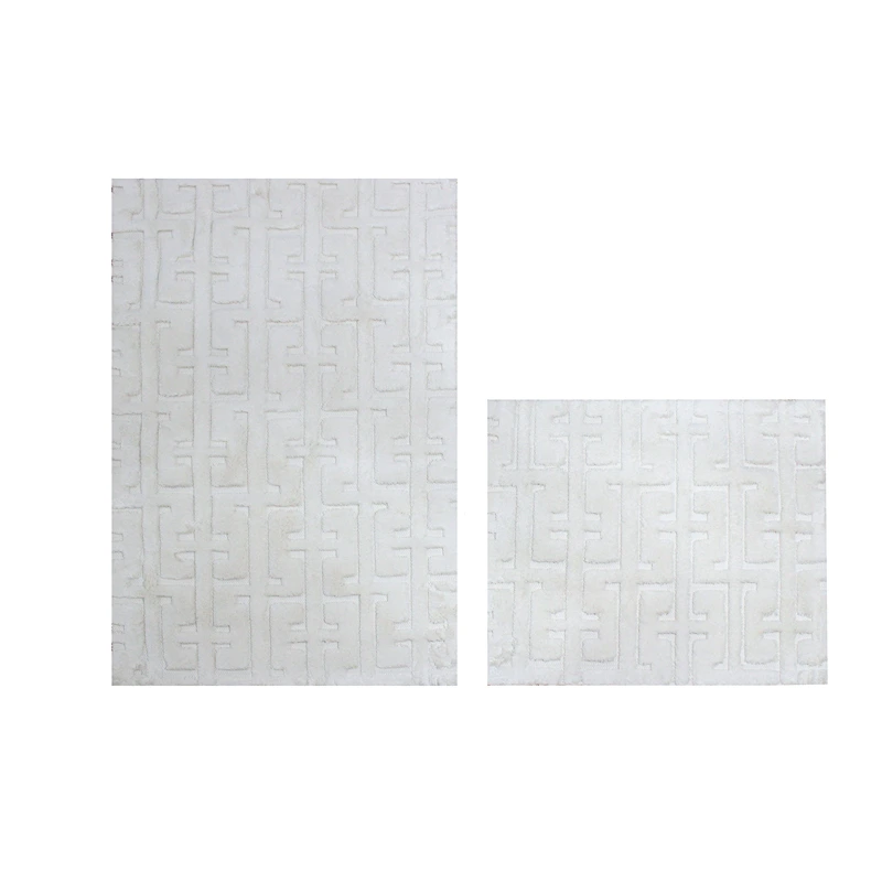 Nova Home Framework Cotton Bath Rug Set - 2Pcs - Ecru