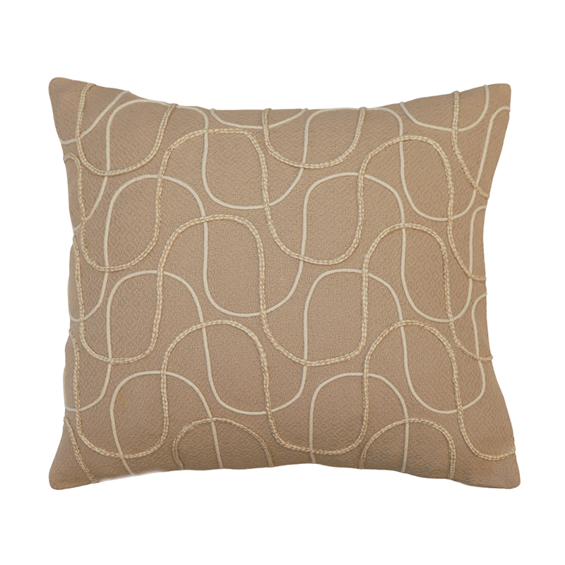 Nova Home Serpina Handmade Embroidered 100% Cotton Cushion Cover 50x50 Cm - Beige