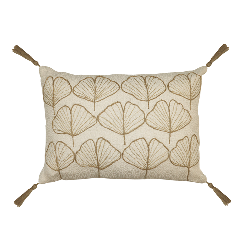 Nova Home Ginkora Handmade Embroidered 100% Cotton Cushion Cover - 35x50 Cm - Offwhite