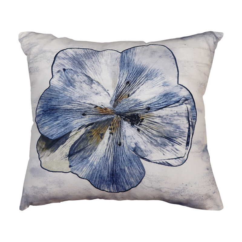 Nova Home Florisse Handmade Embroidered 100% Cotton Cushion Cover - 50x50 Cm - Blue