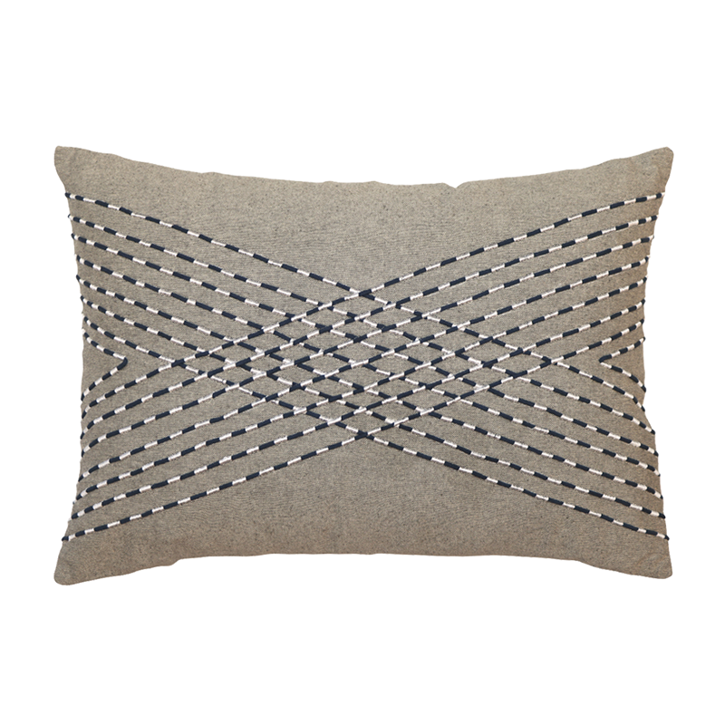 Nova Home Weavora Handmade Embroidered 100% Cotton Cushion Cover - 35x50 Cm - Grey
