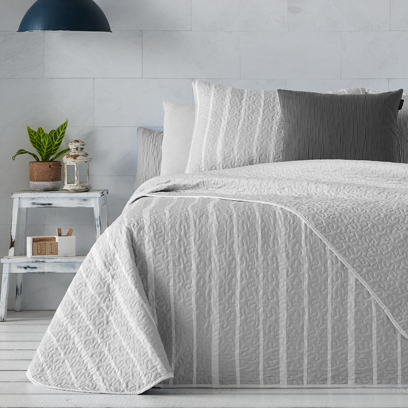 Manterol "Bouti Summer" Reversible Summer Bedspread Set - Grey (126 07) (Available in Sizes)