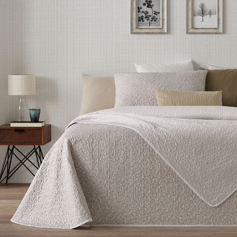 Manterol "Bouti Summer" Reversible Summer Bedspread Set - Beige (127 07) (Available in Sizes)