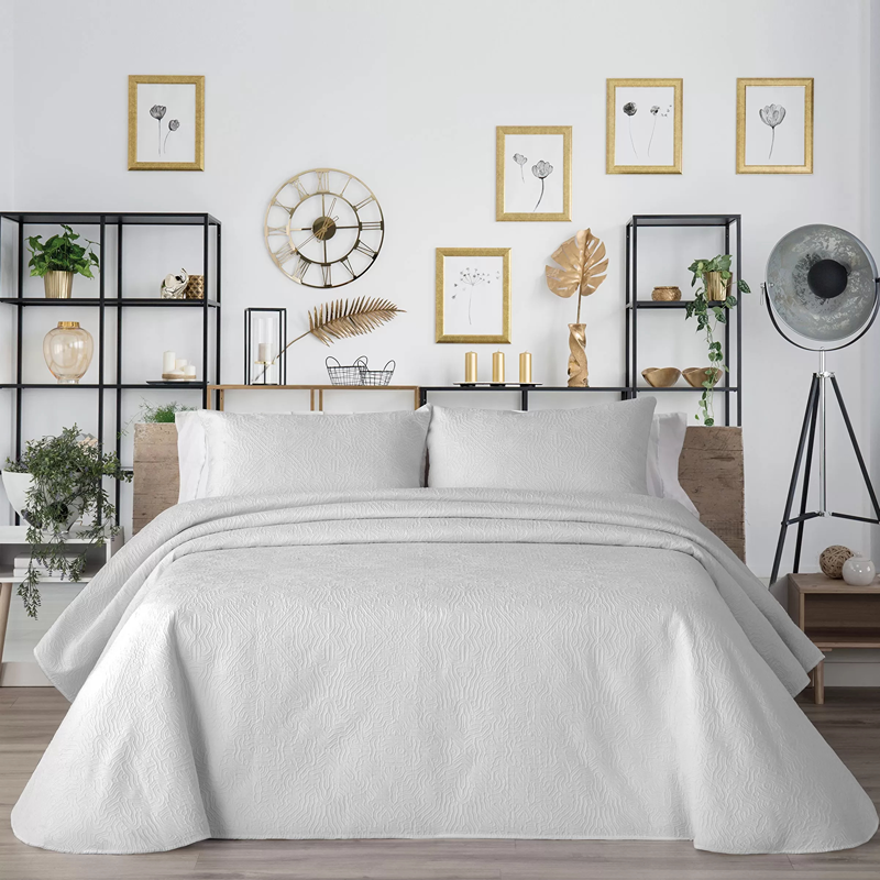 Manterol "Bouti Summer Soft" Mosaic Summer Bedspread Set - Grey (004 12) (Available in Sizes)