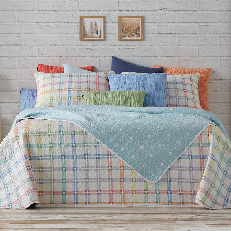 Manterol " Bouti Colors" Reversible Summer Bedspread Set - Multicolor (400 15) (Available in Sizes)