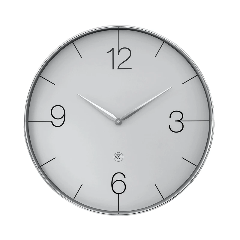 NeXtime Finesse Silent Wall Clock – Large, Chrome Frame