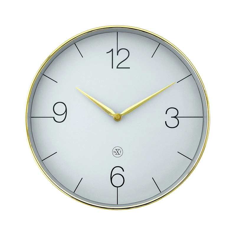 NeXtime Finesse Silent Wall Clock – Large, Gold Frame