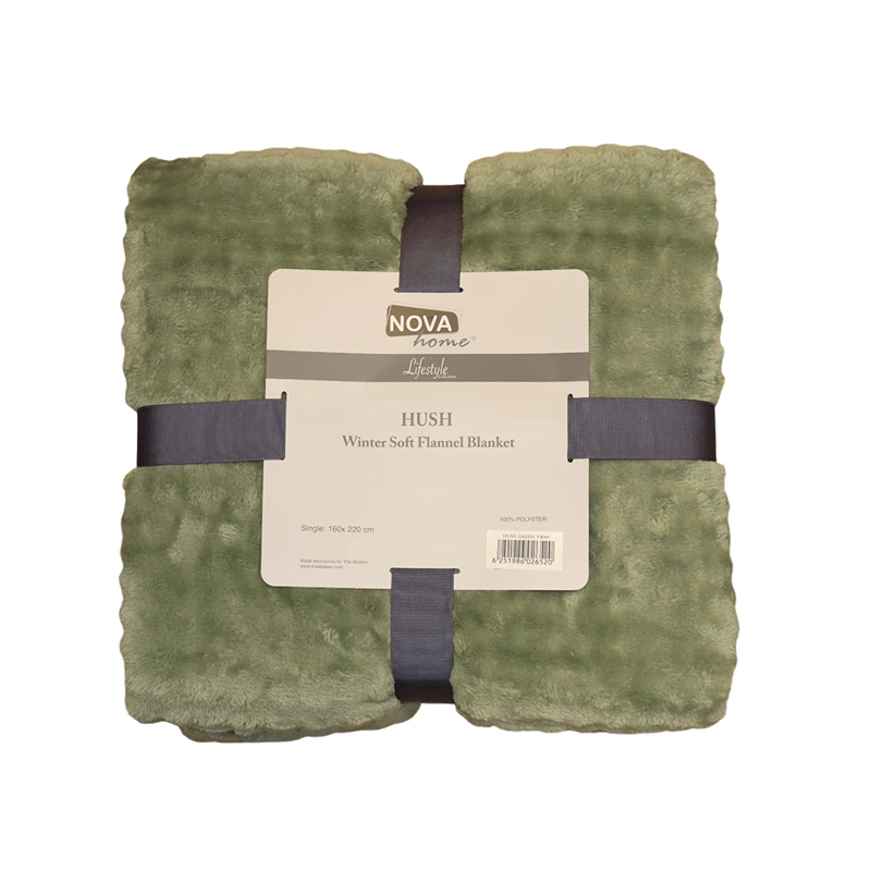 Nova Home Hush Winter Soft Bubble Flannel Blanket - Green (Available In Sizes)