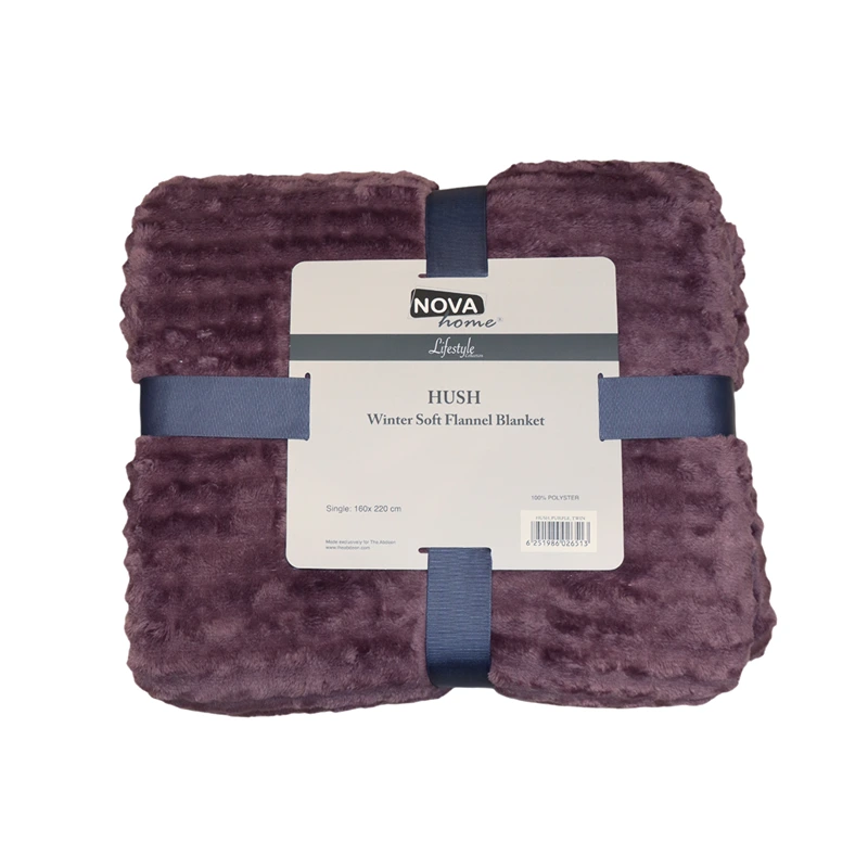 Nova Home Hush Winter Soft Bubble Flannel Blanket - Purple (Available In Sizes)