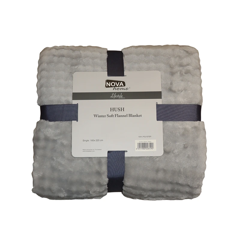 Nova Home Hush Winter Soft Bubble Flannel Blanket - Grey (Available In Sizes)