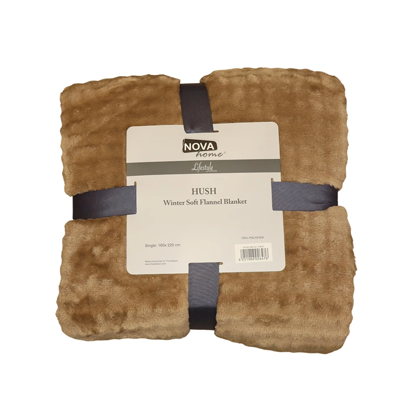 Nova Home Hush Winter Soft Bubble Flannel Blanket - Beige (Available In Sizes)