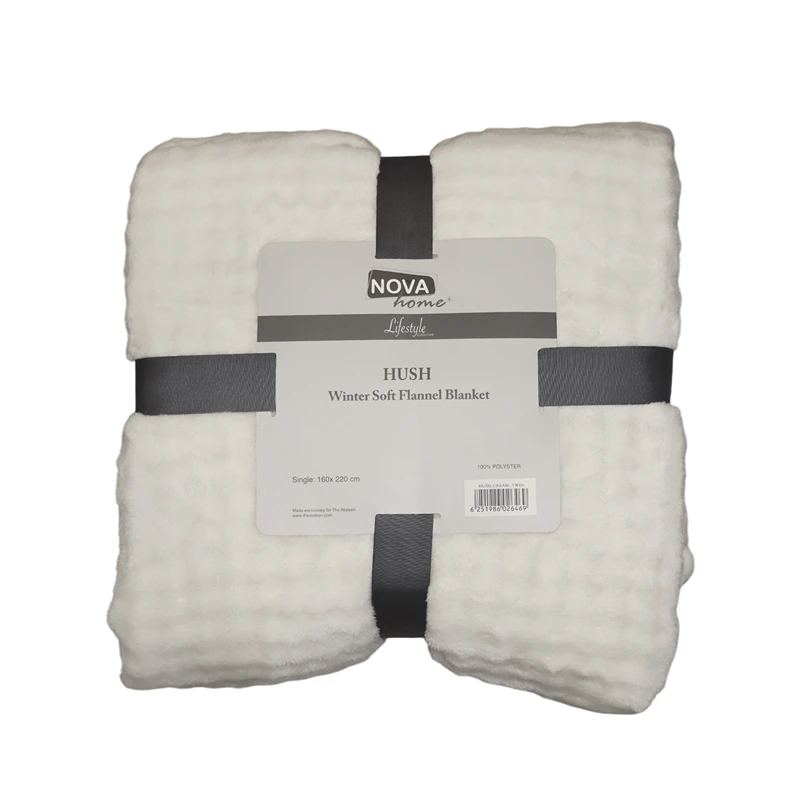 Nova Home Hush Winter Soft Bubble Flannel Blanket - Cream (Available In Sizes)