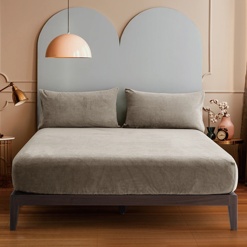 Nova Home WarmFit Winter Microfleece Fitted Sheet Set - Taupe (Available in Sizes)