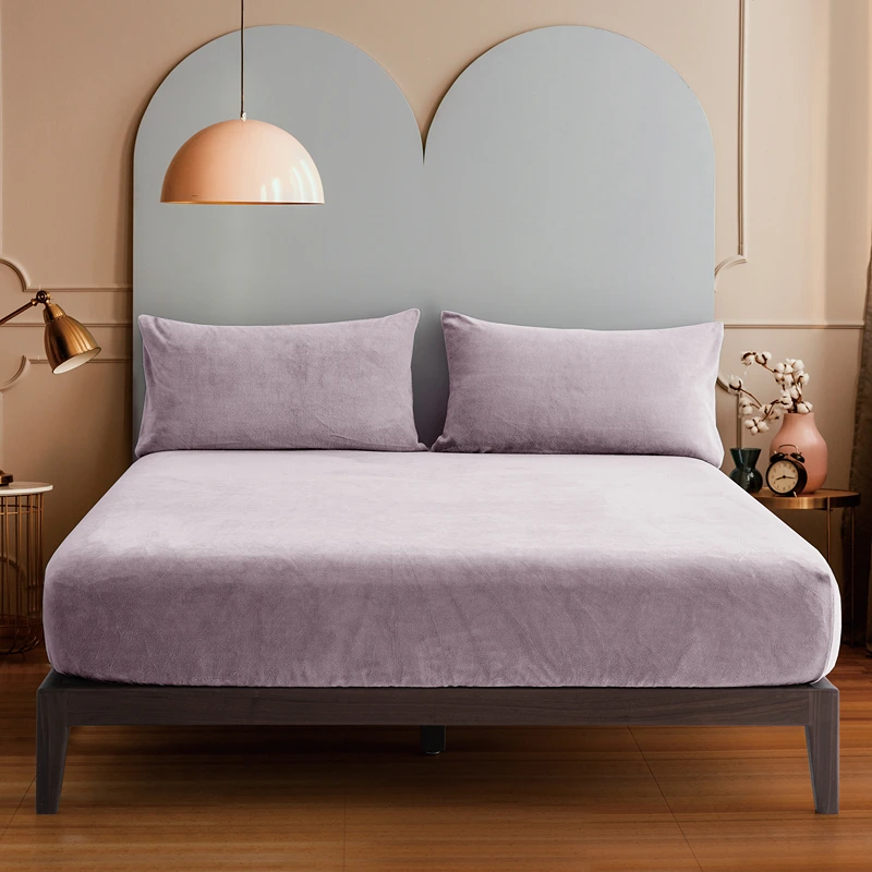 Nova Home WarmFit Winter Microfleece Fitted Sheet Set - Lilac (Available in Sizes)