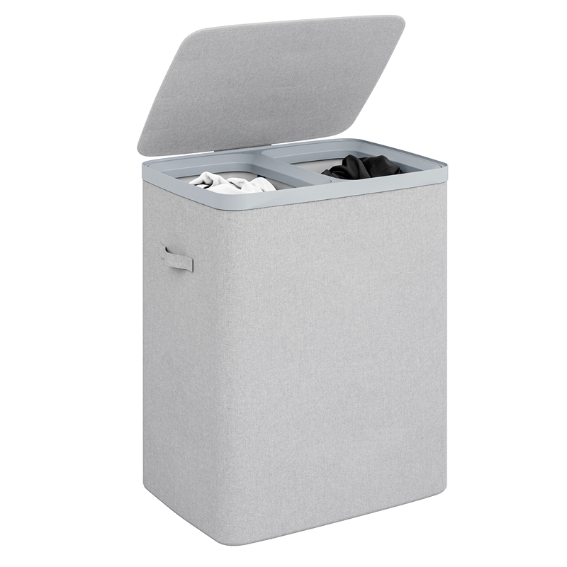 Weva Clary Duo Laundry Dual Basket with Lid – 100L – Light Grey