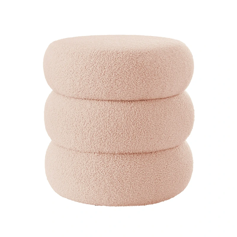 Weva Ploom Teddy Round Storage Stool – Pink