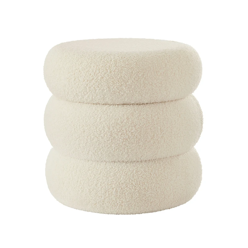 Weva Ploom Teddy Round Storage Stool – White