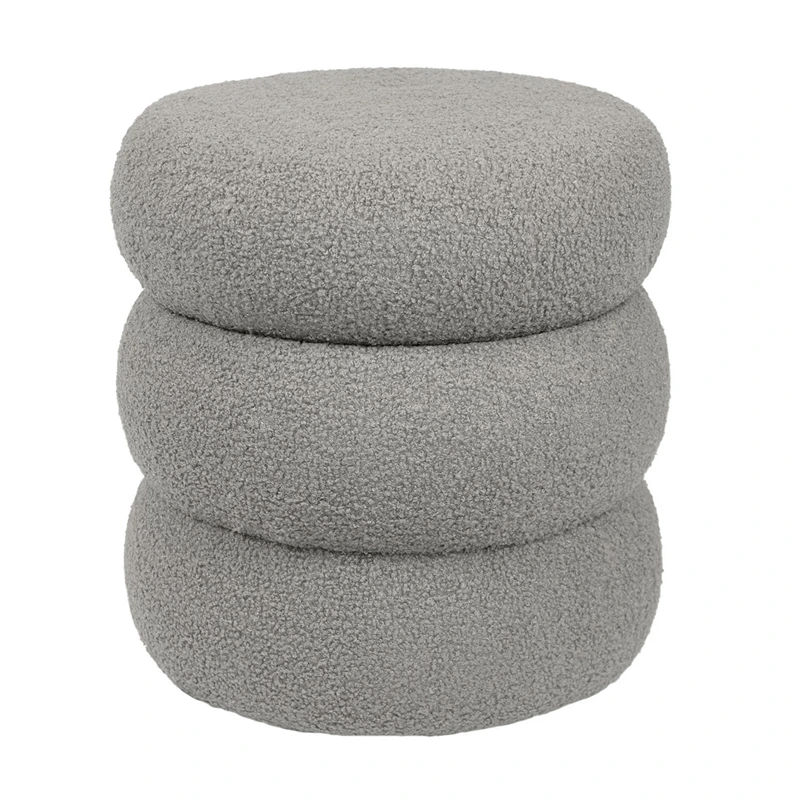 Weva Ploom Teddy Round Storage Stool – Light Grey