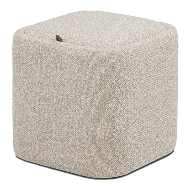 Weva Quadra Boucle Square Storage Stool with Tray – Beige