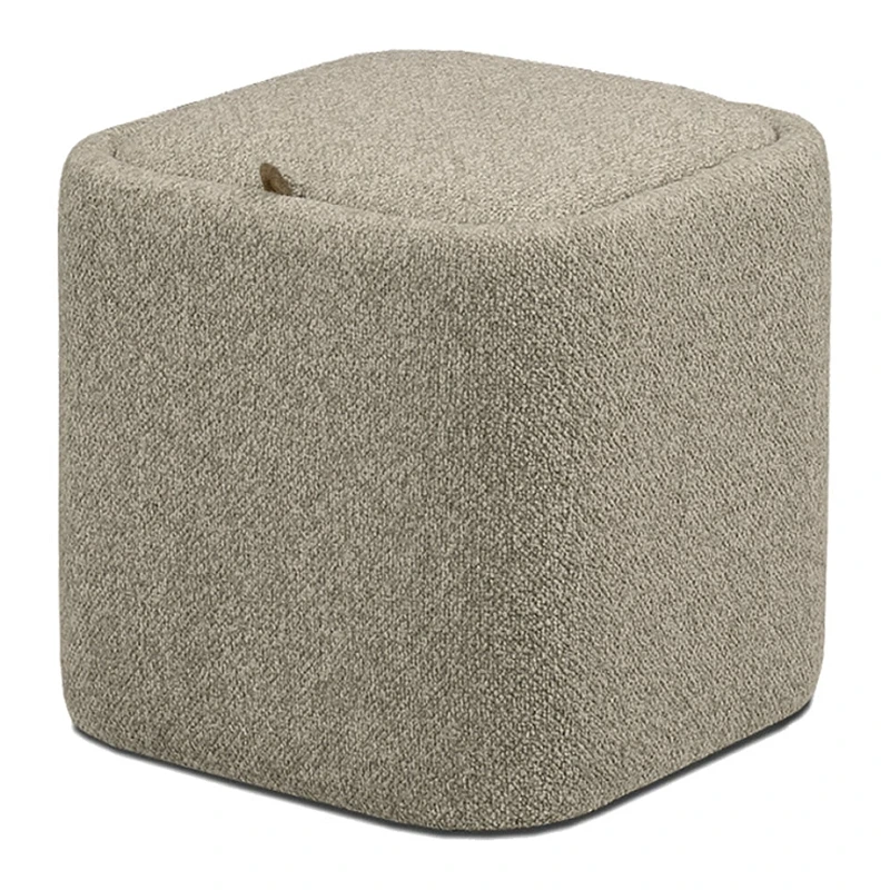 Weva Quadra Boucle Square Storage Stool with Tray – Brown