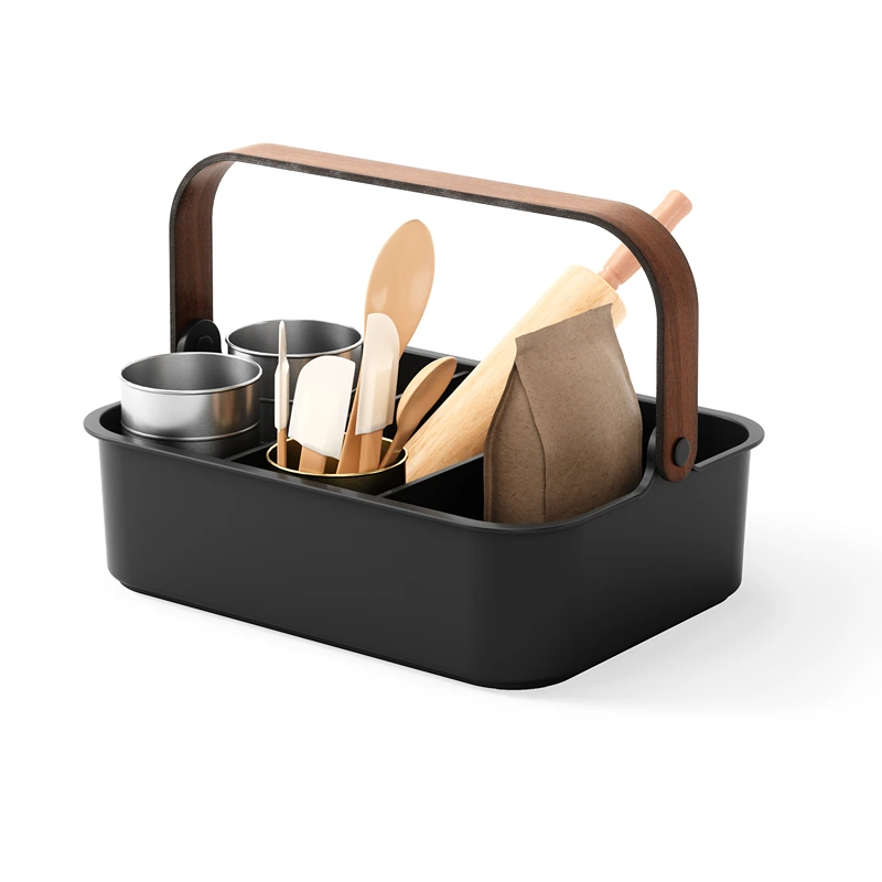 Umbra Bellwood Stackable Bin - Black & Walnut - Large