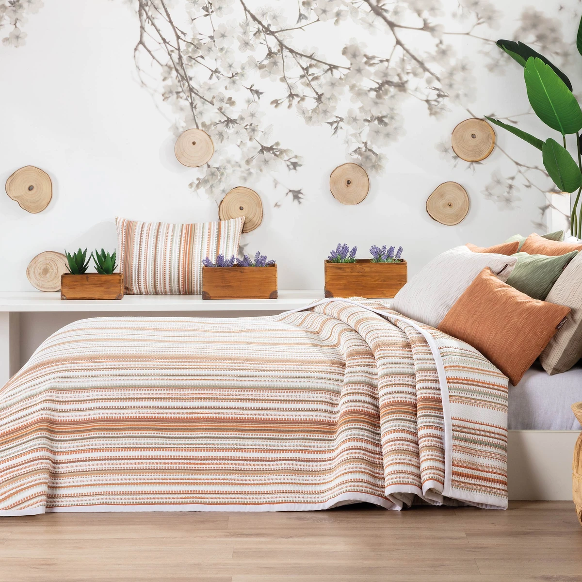 Manterol Tribe Bed Spread Jacquard - 3 Pcs - 280x270 cm - Orange