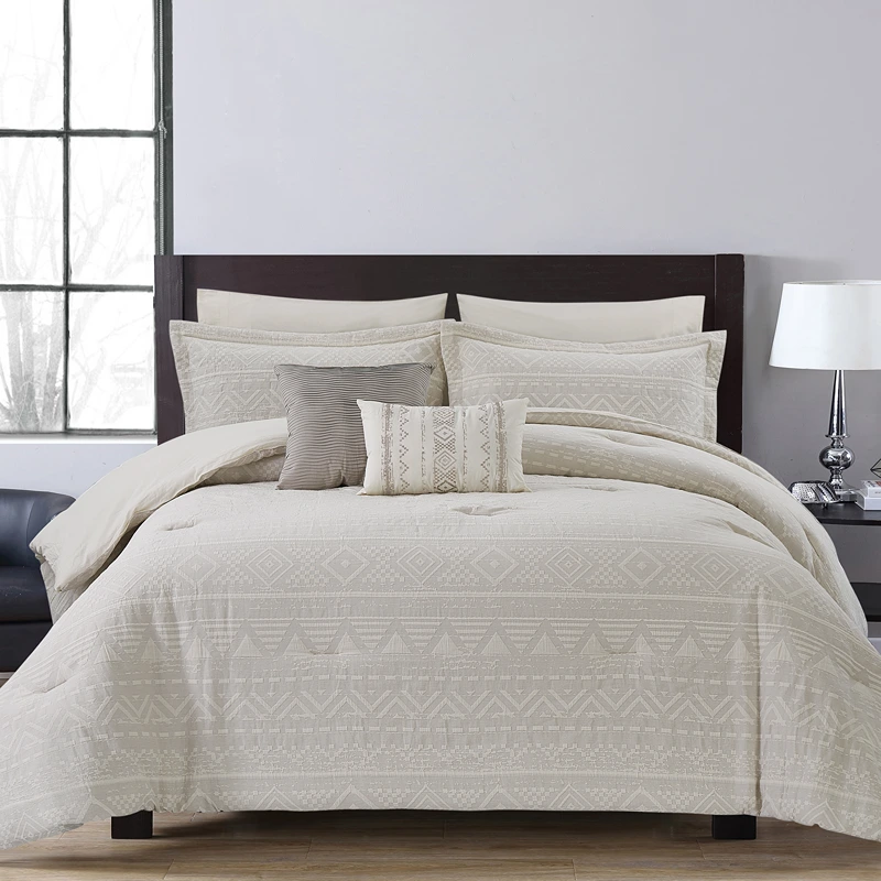 Nova Home Merkar Cotton Jacquard Comforter Set - King/Super King - 8pcs - Ivory
