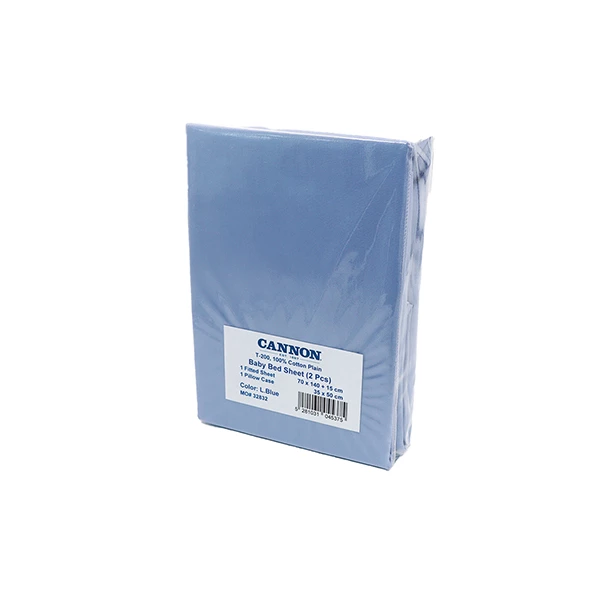 Cannon Baby Bed Sheet Set - 100% Cotton - 2 Pcs - 70x140 cm - Light Blue