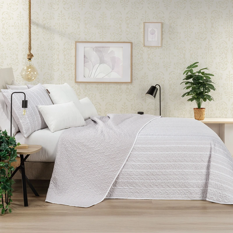 Manterol Bouti Summer Reversible Summer Bedspread Set - Beige (130 07) (Available in Sizes)