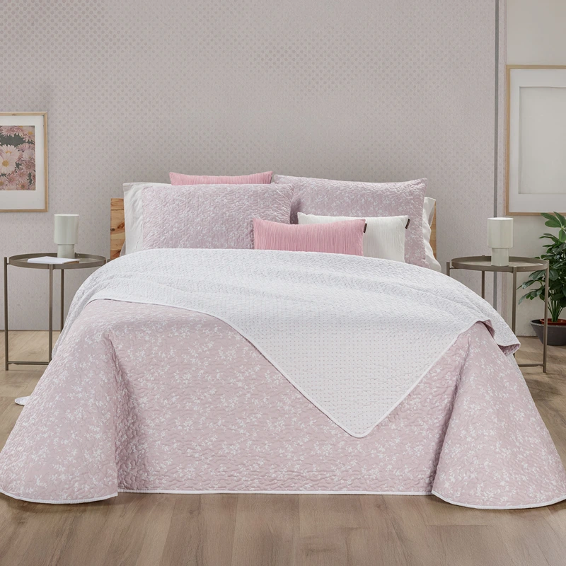 Manterol Bouti Summer Reversible Summer Bedspread Set - Pink (131 04) (Available in Sizes)