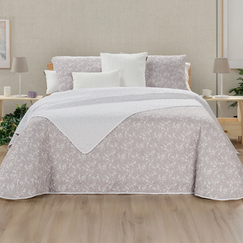Manterol Bouti Summer Reversible Summer Bedspread Set - Beige (131 07) (Available in Sizes)
