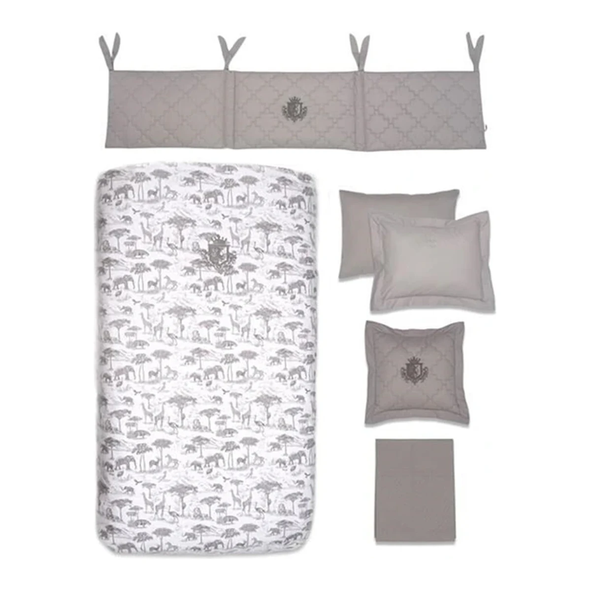 Funna Baby Bed Set Safari - 8 Pcs - Grey