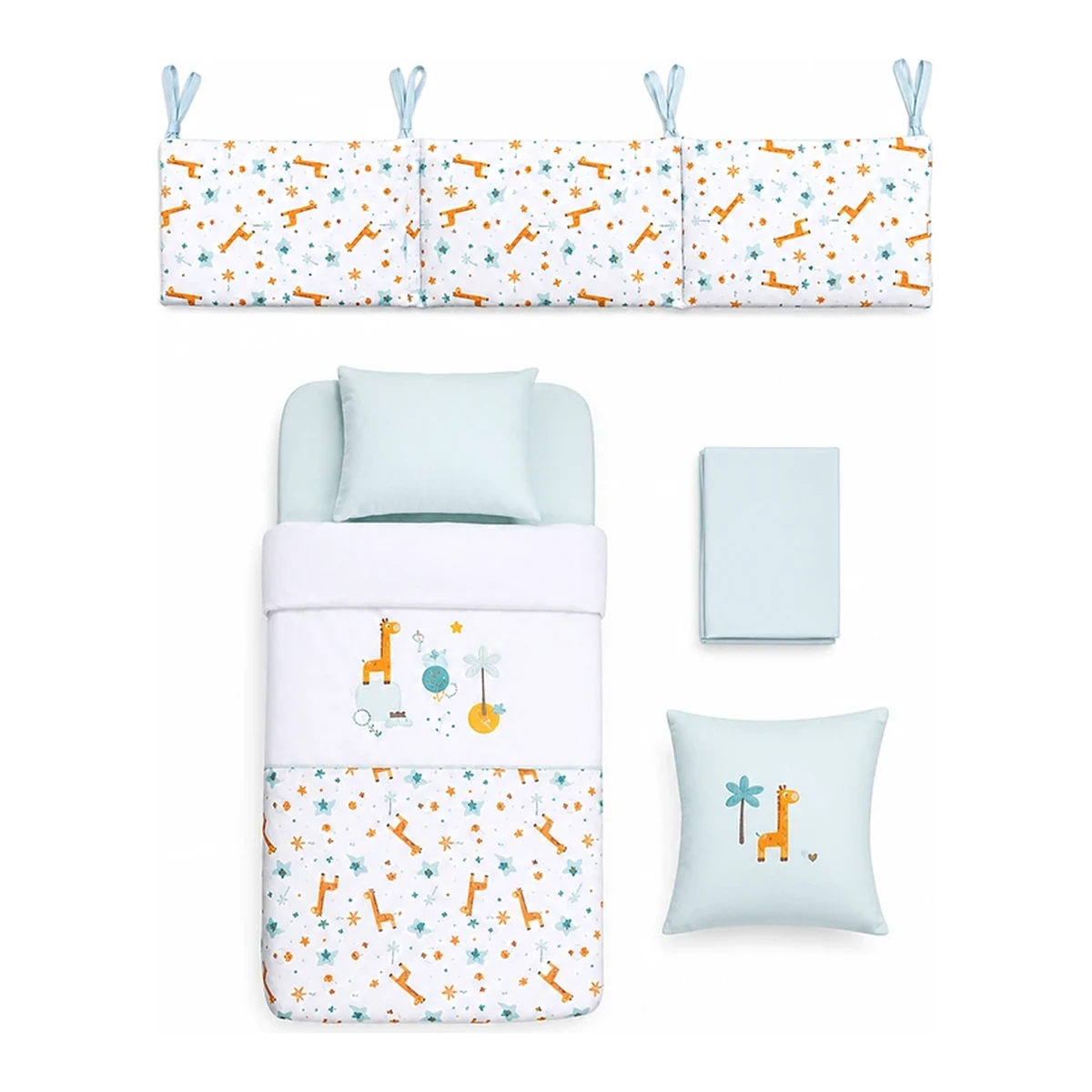 Funna Baby Bed Set Giraffa - 7 Pcs - Blue