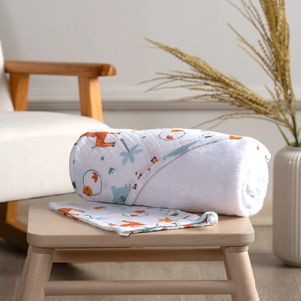 Funna Baby Hooded Towel Giraffa - Blue