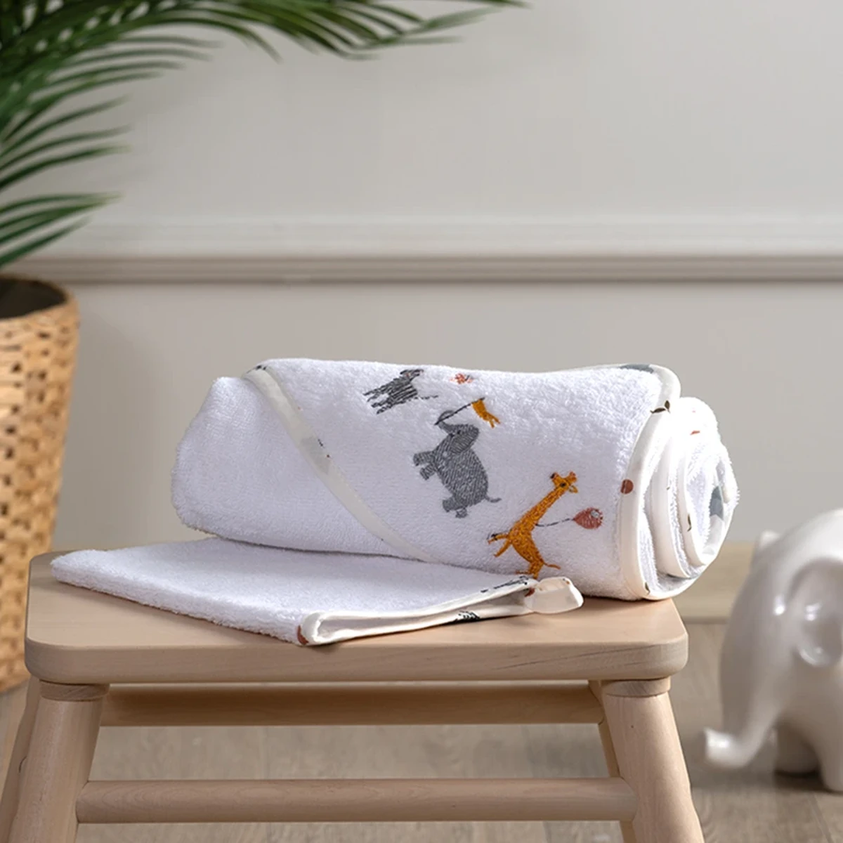 Funna Baby Hooded Towel Zoo - Blue