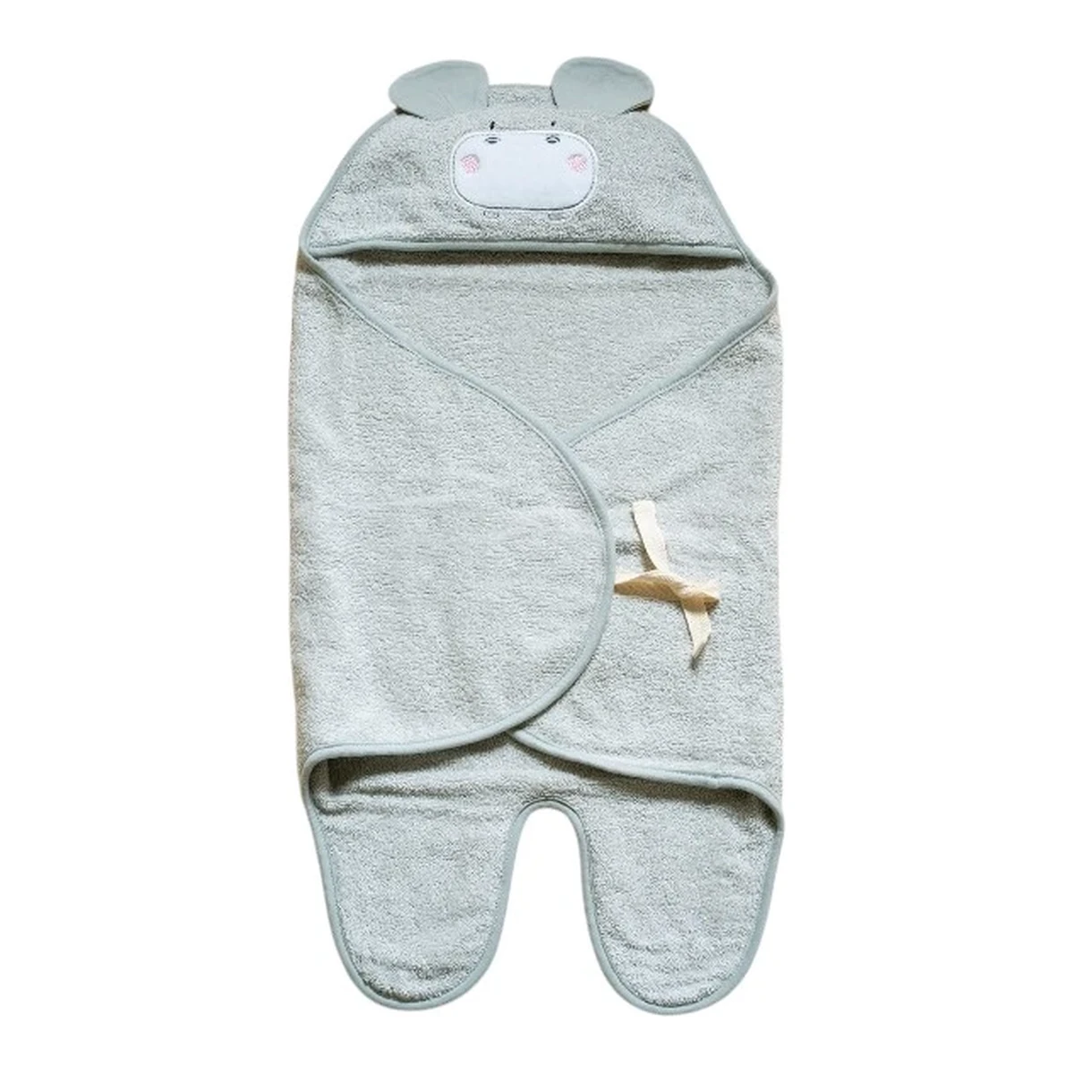 Funna Baby Swaddle Towel Bath Time Hippo - Grey