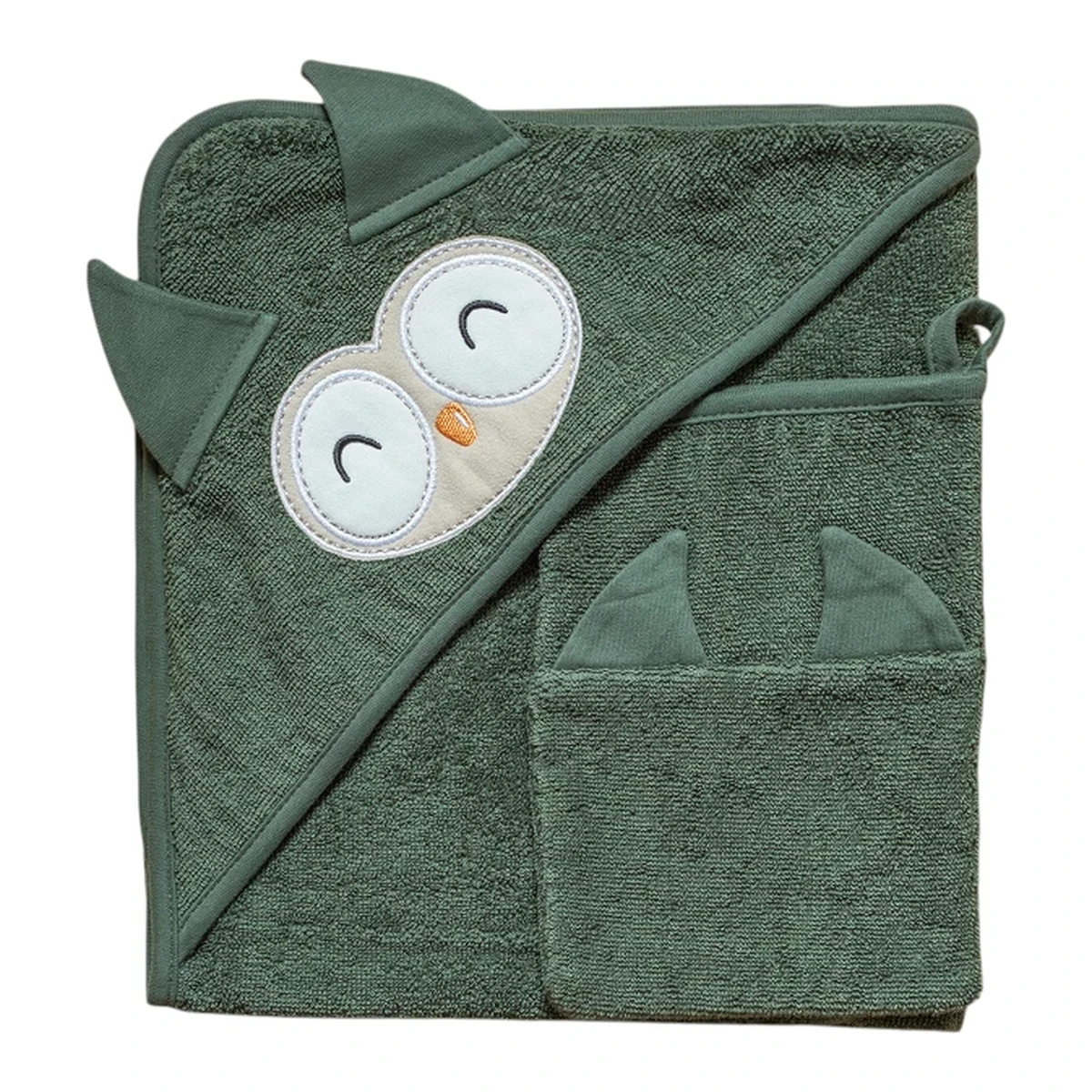 Funna Baby Hooded Towel Bath Time Owl - Green