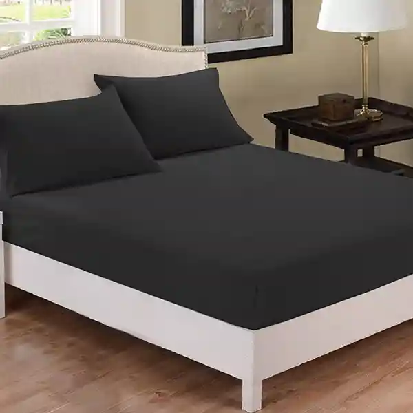 Fieldcrest Plain Fitted Sheet Set - 100% Cotton - 220 Thread Count - Twin & Single - 2 Pcs - Black