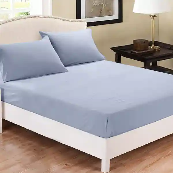 Fieldcrest Plain Fitted Sheet Set - 100% Cotton - 220 Thread Count - Queen - 3 Pcs - Blue