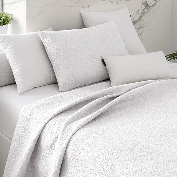 Manterol Bouti Summer Soft Plus Bed Spread Set - 3 Pcs - King & Super King - White