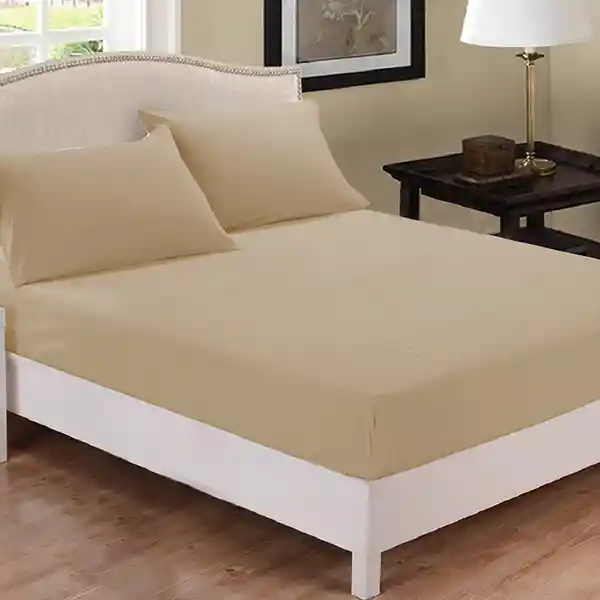 Fieldcrest Plain Fitted Sheet Set - 100% Cotton - 220 Thread Count - King & Super King - 3 Pcs - Canvas