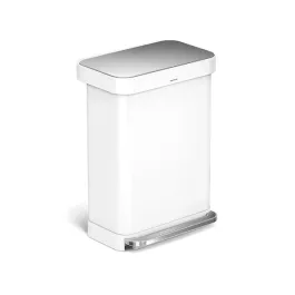 Simplehuman Trash Bin Rectangular With Liner Pocket - Stainless Steel - 55 Liter - White product thumbnail 2