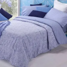 Manterol Summer Duvet Cover Set - 100% Cotton - Single & Twin - 3 Pcs - Light Blue (082 - 08) product thumbnail 2