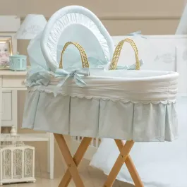 Funna Baby-Prince Moses Basket With Stand - 100% Cotton - Blue product thumbnail 2