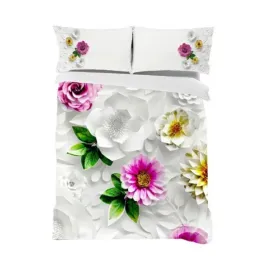 Manterol Duvet Cover Set - 100% Cotton - King & Super King - 3 Pcs - White (738 - 15) product thumbnail 2